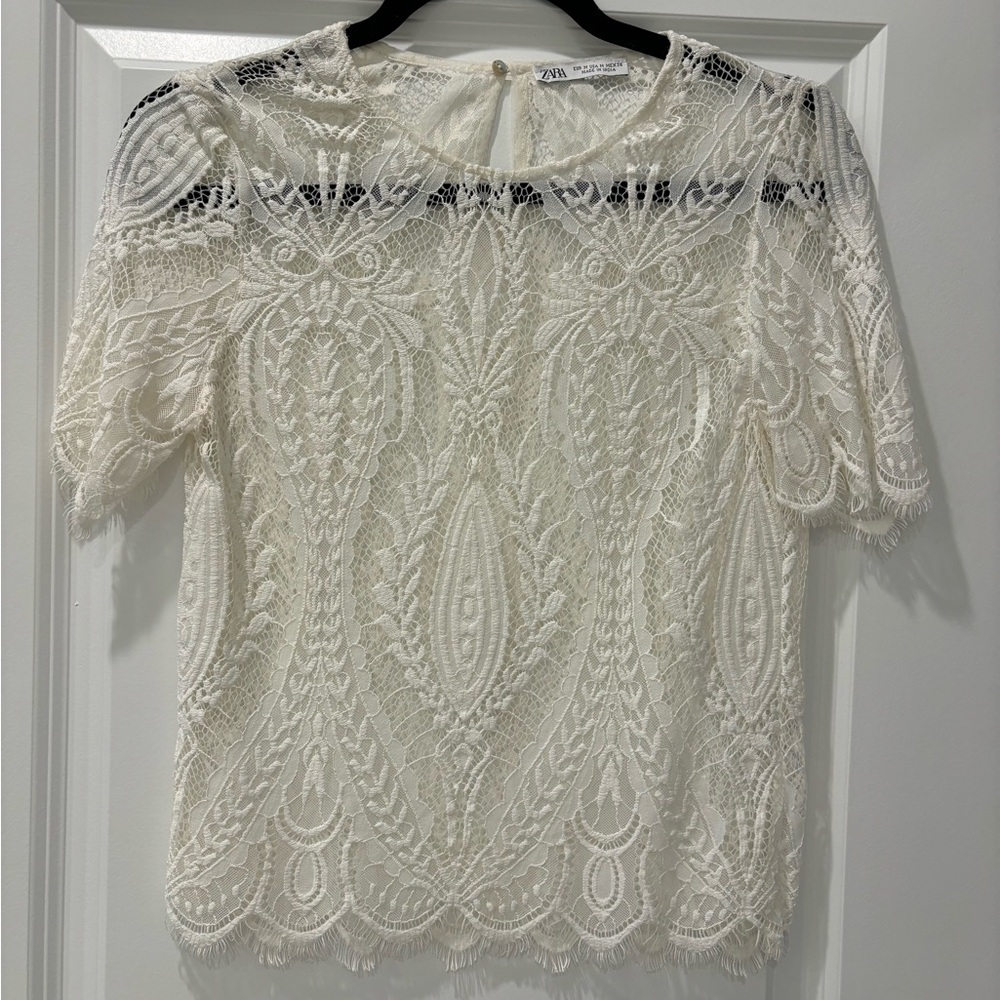 Zara Cream Lace Blouse